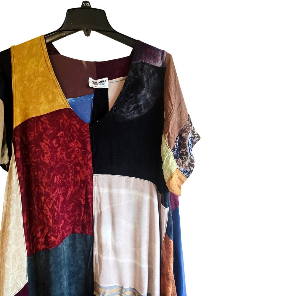Ok Mike boho lagenlook patchwork dress size os - Picture 4 of 8